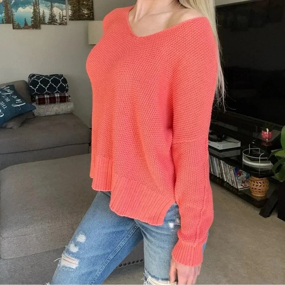 Lucky Brand Pink Long Sleeve Sweater Small